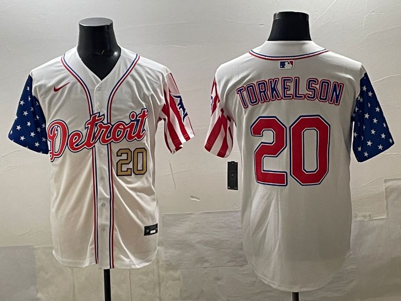 Men Detroit Tigers #20 Torkelson White National Flags 2025 Nike MLB Jersey style 02